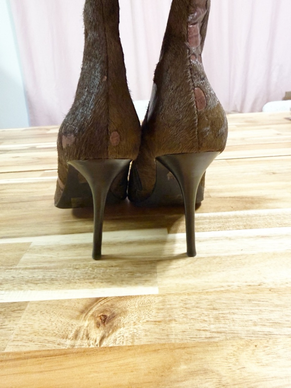 Jeffery Campbell Proposal F Pointed Toe Brown Croc Fur Knee High Boots Size 8 - Picture 14 of 16